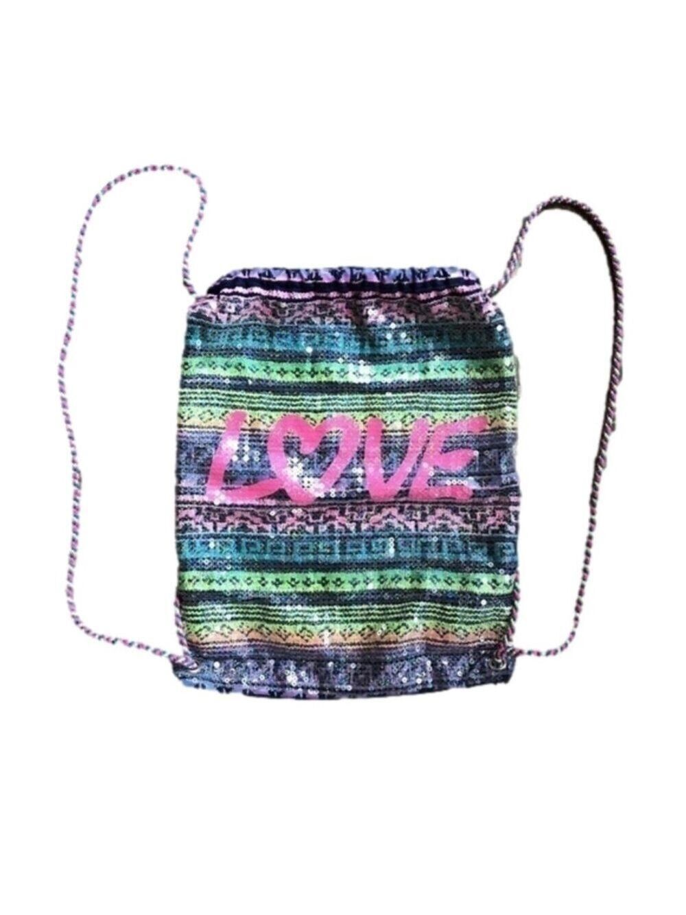 Love multi color sequined backpack knapsack bag